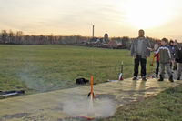 Thilo Reffert und sein Team beim Start einer Marsrakete